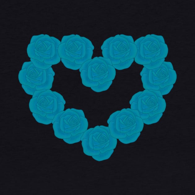 Teal roses heart by tothemoons